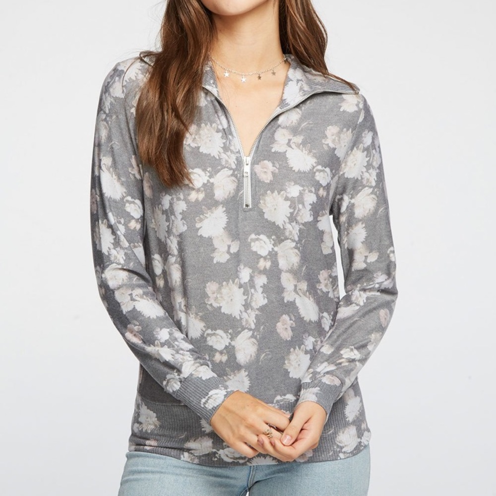 Chaser Cozy Knit Zip Up Funnel Neck Pullover
